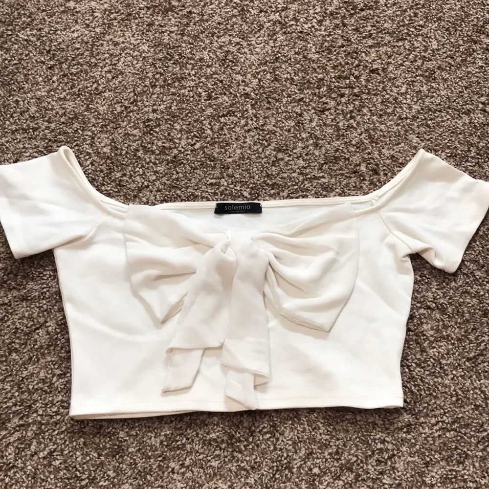 White Bow Crop Top